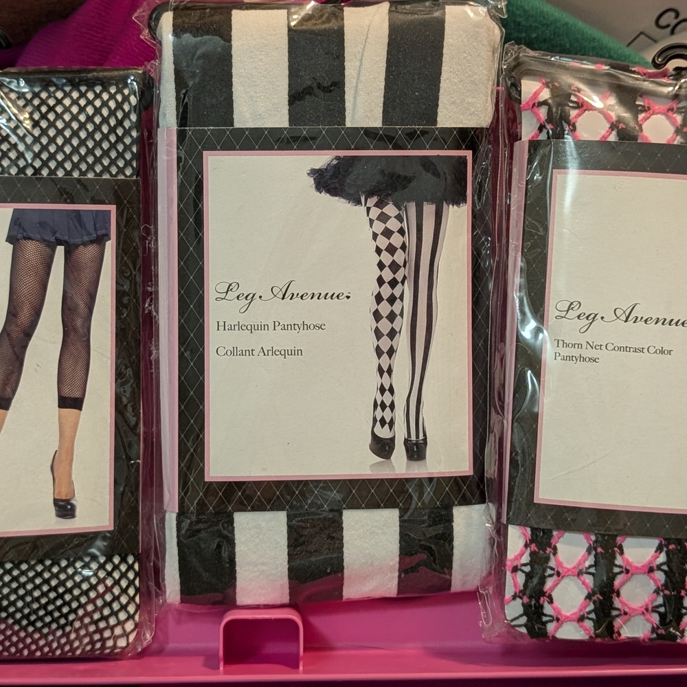 Leg Avenue Black and White Pantyhose Trio